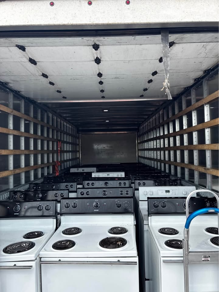 White coil-top stoves in stock
